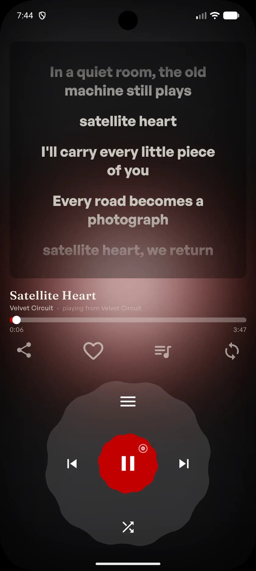 kleos music app interface, screenshot 2